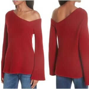 A.L.C. Charly Wool & Cashmere One-Shoulder Sweater Red Size Medium Pullover Knit